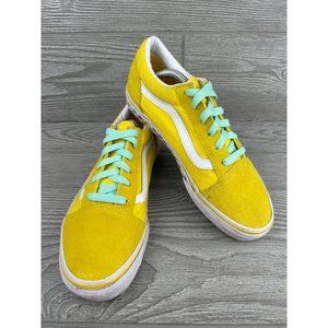 Vans Old Skool Cyber Yellow Rainbow Check True White Youth Sz 5 Sneakers Shoes
